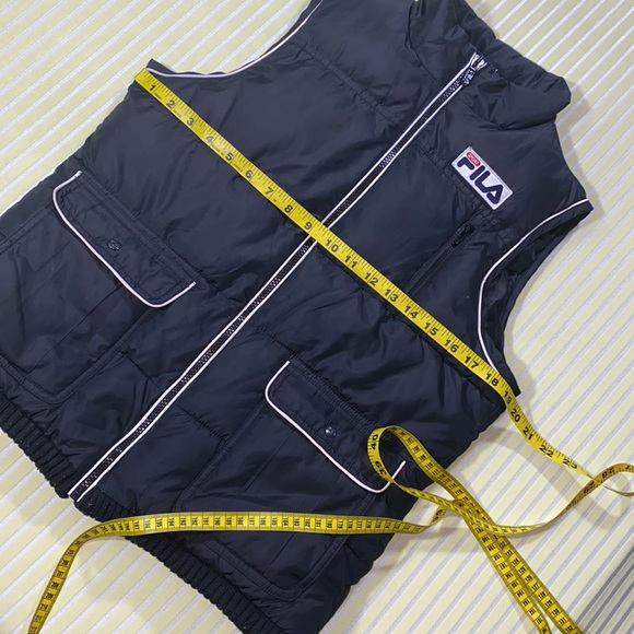 Vintage Black Fila Zip Up Puffer Vest Medium - Picture 8 of 9